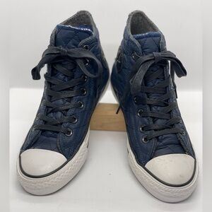 Women’s Size 6 Navy Quilted Parachute Converse Hightops